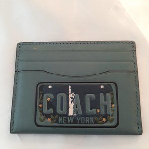 Coach F26086 Slim Credit Card Case License Plate Slate